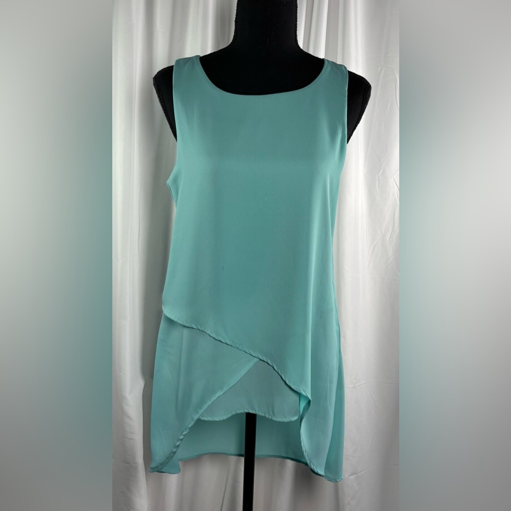 NY Collection Aqua Layered Asymmetrical Camisole